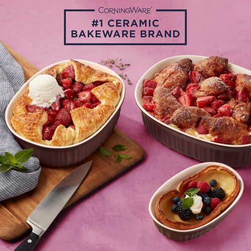 CorningWare Ceramic Bakeware Set - 6-Piece Chip & Crack Resistant Stoneware | Microwave & Oven Safe, French Cabernet