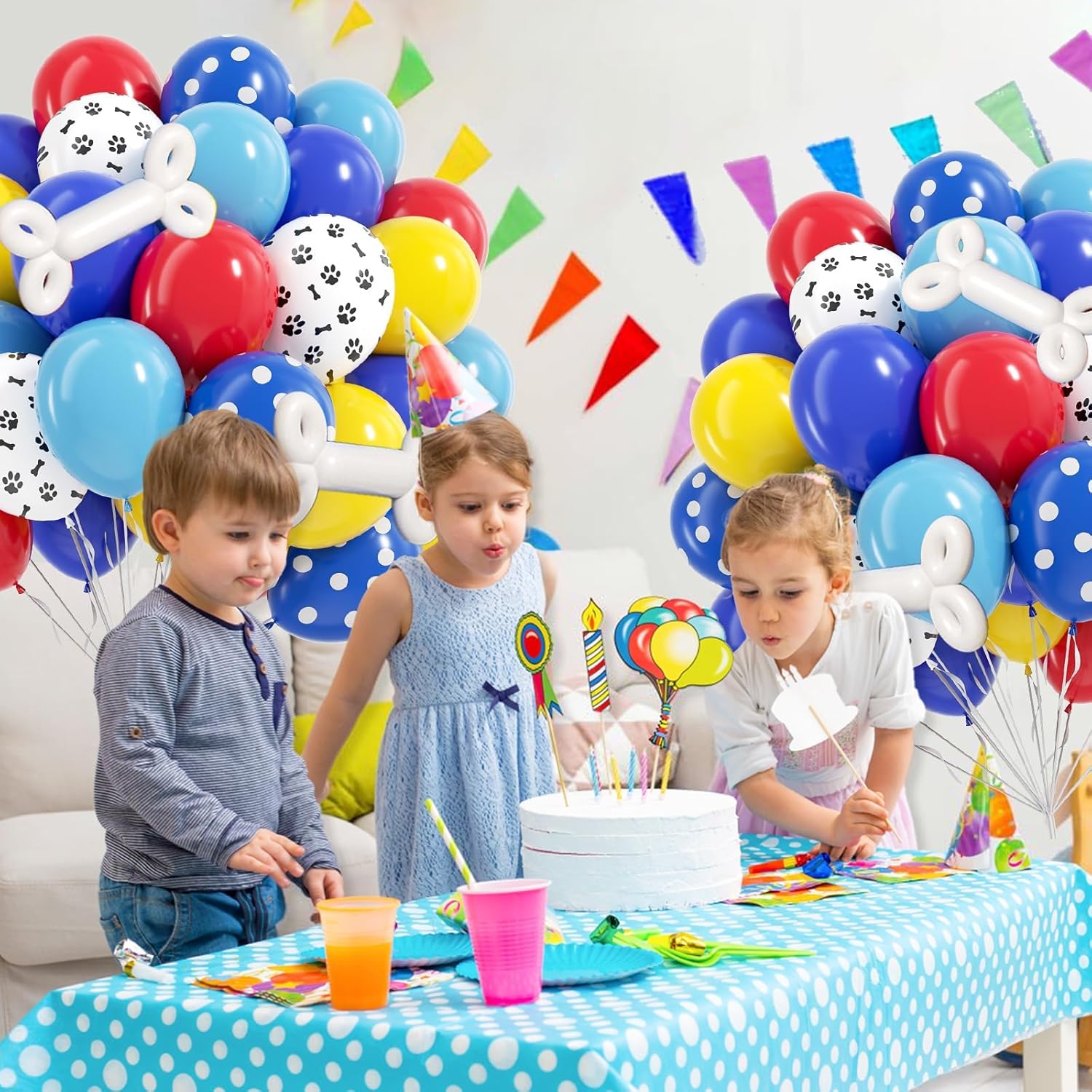 Royal Blue Dog Balloons by [Brand Name] - 60pcs 12-Inch Paw Print for Puppy Birthday Party Decor