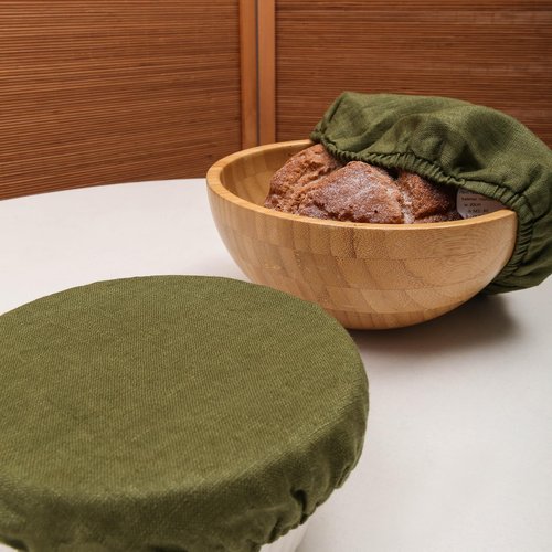 HSOFTIFY 100% Linen Bowl Covers Reusable For Bread Proofing, 4 Pcs Elastic Cloth Fabric Bowl Covers, 5.9 * 7.9 * 9.8 * 11.8 Inches, Brown