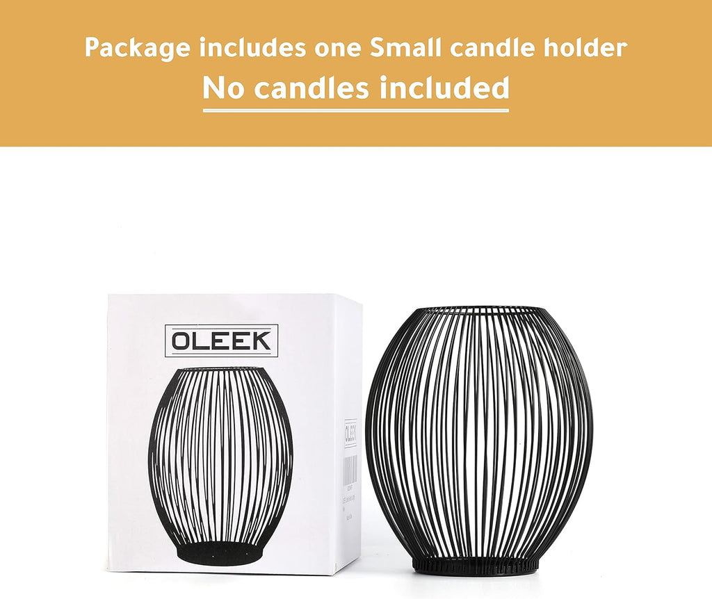 OLEEK Outdoor Candle Holders - Black Wire Pillar Candle Holders for Patio & Table Centerpiece - Iron Lantern Decor