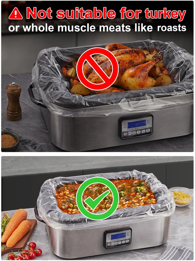 SMARTAKE Electric Roaster Liners, 15 Count Disposable Roaster Liners, Fits 16, 18, 22 Quart Roasters, Roaster Pan Oven Liners Plastic Cooking Bags for Instant Cleanup, 18 x 34 Inch