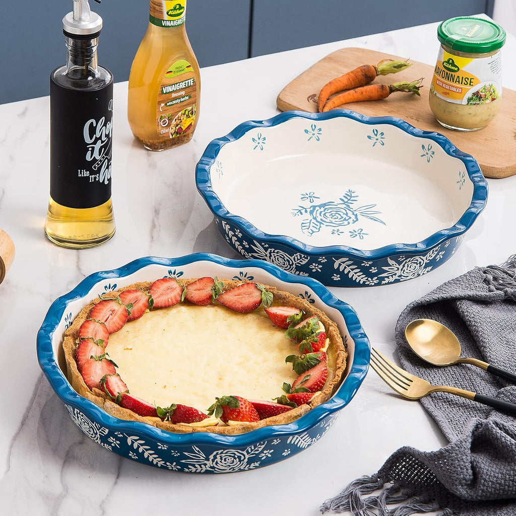 Wisenvoy Ceramic Pie Pan - Non-Stick Deep Dish Baking Dish for Perfect Pies | 9-Inch Size
