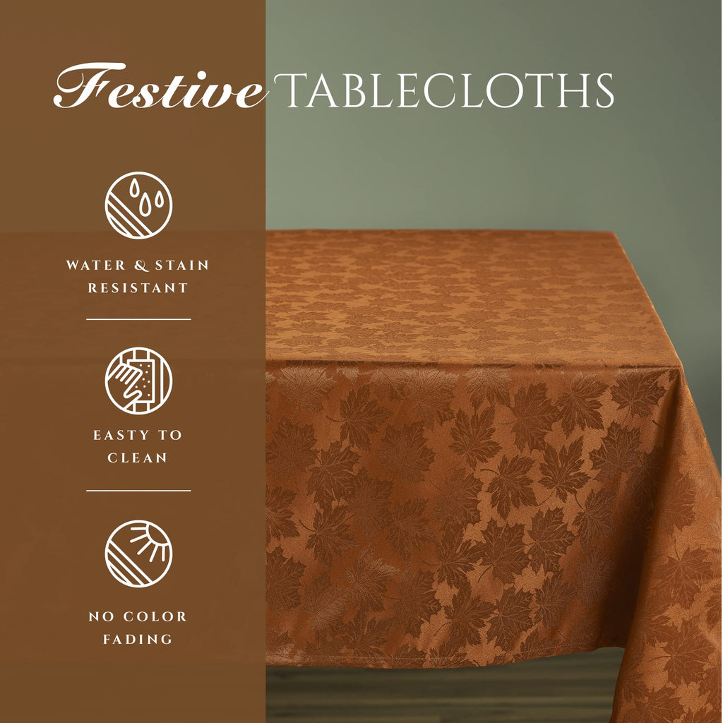 Kadut Thanksgiving Tablecloth Maple Leaf, Harvest, Fall Tablecloth. Rustic (70x120 Inch) for 8 Foot Rectangle Tables Heavy Duty Fabric, Stain Proof Table Cloth for Harvest, Holiday.