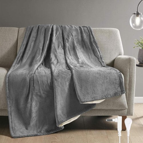 F FINEC Grounding Blanket for Improving Sleep and Help with Anxiety, Soft Flannel Earthing Blanket Grounding Throw with Silver Fiber Cotton Lining, Earth Grounding Cord Included, Grey 54"x60"
