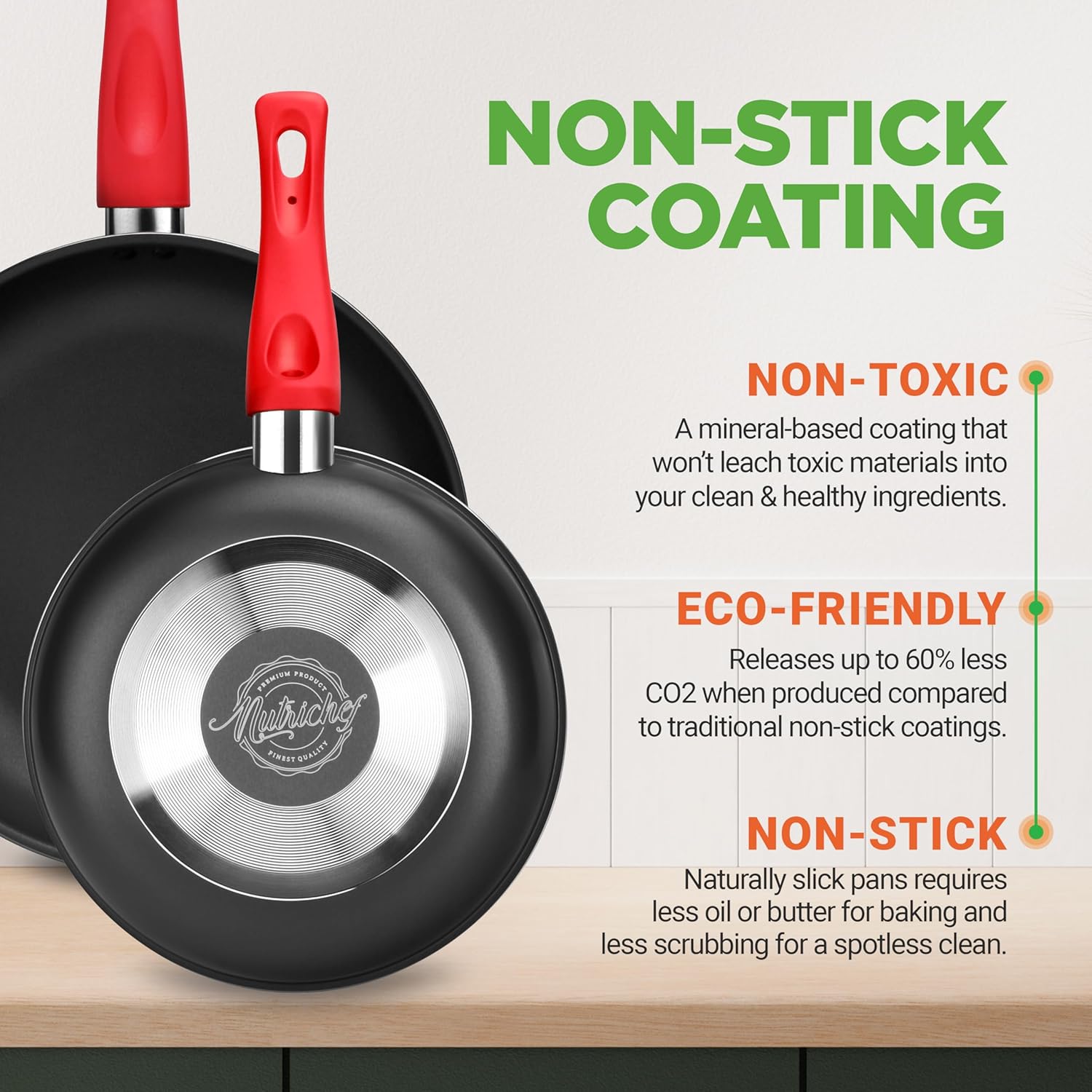 NutriChef 21-Piece Nonstick Cookware Set - Heat Resistant, PTFE/PFOA Free | Includes Pots, Pans, and Bakeware