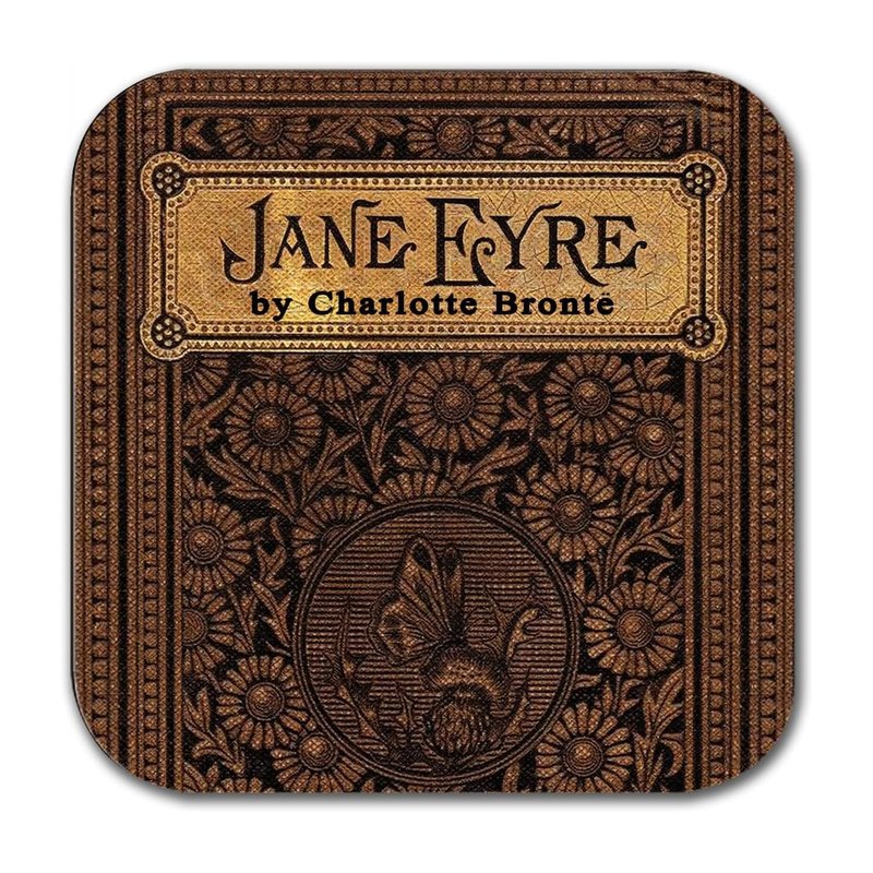 Bronte Sisters Literary Coasters, 6-Piece Set Featuring Classic Book Covers. Jane Eyre, Villette, Wuthering Heights, The Tenant of Wildfell Hall, Shirley, Agnes Grey.