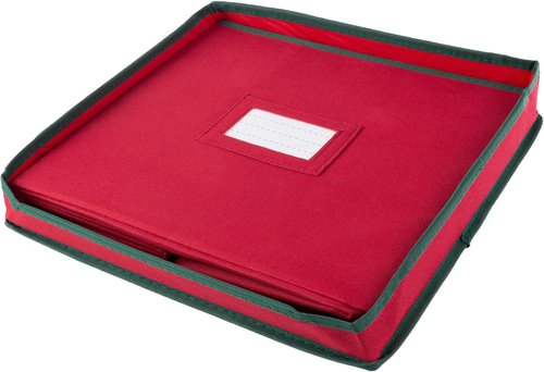 Elf Stor Christmas Decor Storage Box - Red Oxford Canvas Ornament Chest with 64 Dividers & Lid | Pack of 6