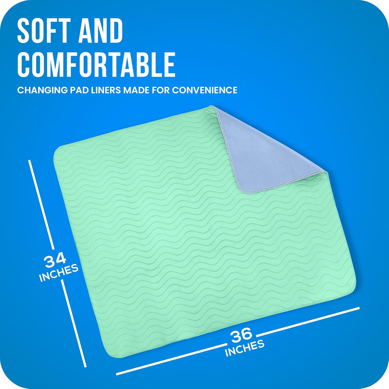 Utopia Bedding Washable Dog Pee Pads - Heavy Absorbency Incontinence Bed Pads | 34" x 36" (Pack of 4) - Green & Blue