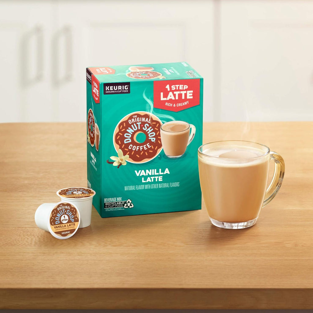 Original Donut Shop Vanilla Latte K-Cup Pods - Flavored Coffee, 20 Count for Keurig