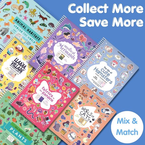 Cupkin Animals Habitat 500+ Kids Sticker Book - Toddler Airplane Travel Activity | 12 Coloring Pages + 12 Scenes for Ages 2–8 Years