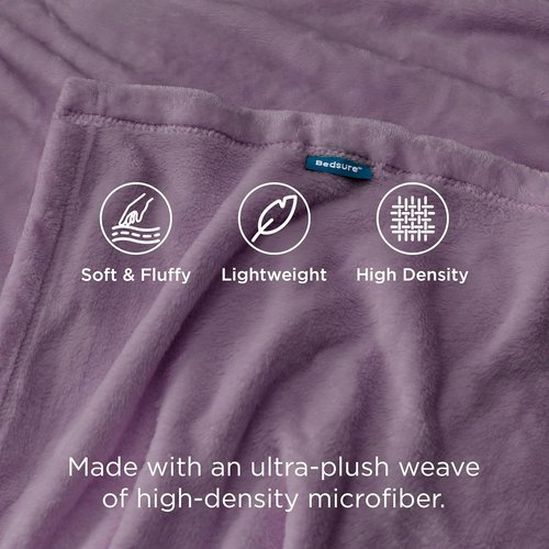Bedsure GentleSoft Fleece Blanket - Lightweight Plush Cozy Twin Size Fog Purple 60x80 Inches
