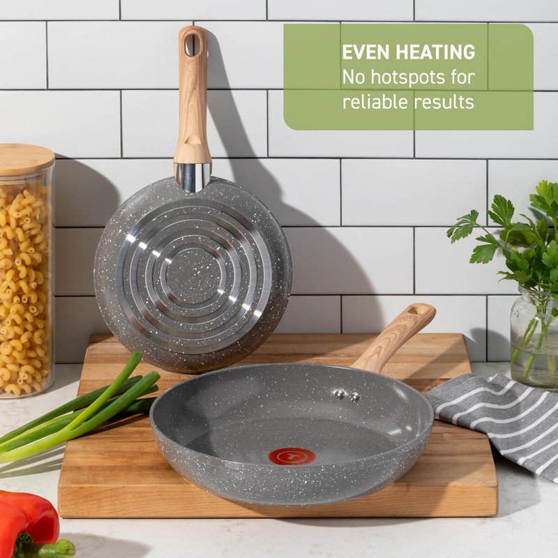 T-Fal Revive Ceramic Nonstick Sauce Pan with Lid, 3 Qt, Oven Safe to 350°F Cookware,with Stay-Cool Handle, Stone Grey