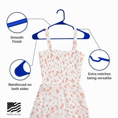 Closetselect Plastic Hangers 50 Pack - Durable Space-Saving Non-Slip Shirt & Coat Hangers | Made in USA