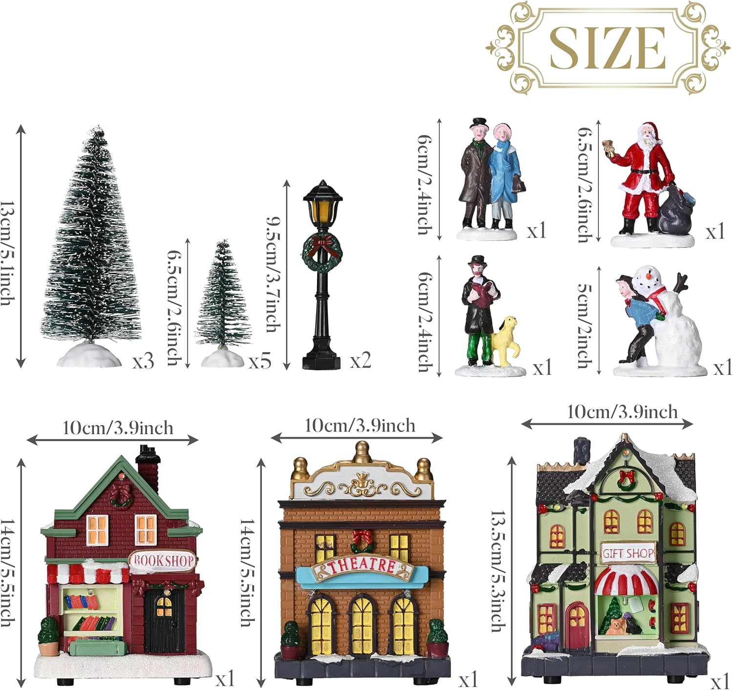Valery Madelyn Pre-Lit Christmas Village Set - Battery Operated Holiday Figurines | 17-Piece Tabletop Decor