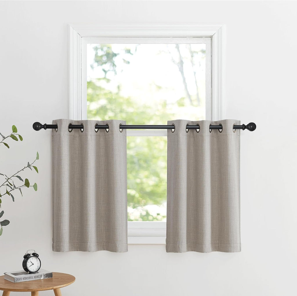 NICETOWN Blackout Thermal Insulated Valances - Farmhouse Short Curtains for Bedroom | 34" W x 36" L, Angora, 2 Panels