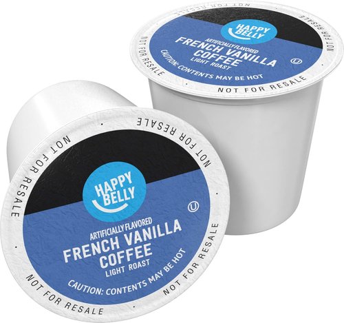 Happy Belly Light Roast Coffee Pods - French Vanilla Flavor | Compatible with Keurig 2.0, 100 Count