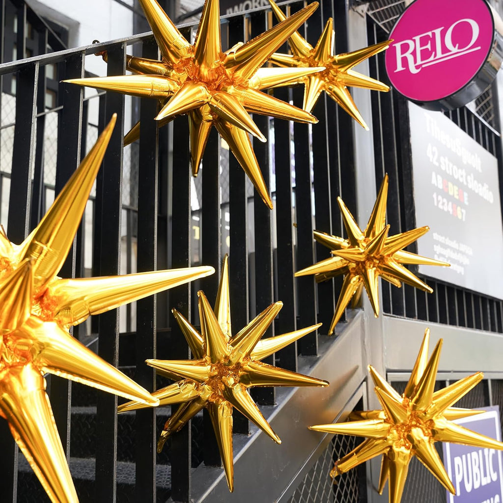 PartyWoo Metallic Gold Star Foil Balloons - 6-Piece Set in 22-Inch Sizes | Perfect for Graduation, Weddings & Birthdays
