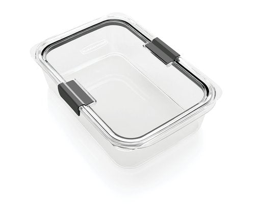 Rubbermaid 2118315 Brilliance Glass Storage 8-Cup Food Containers with Lids, 2-Pack (4 Pieces Total), Large, Clear & Brilliance Food Storage Container, Large, 9.6 Cup, Clear 1991158