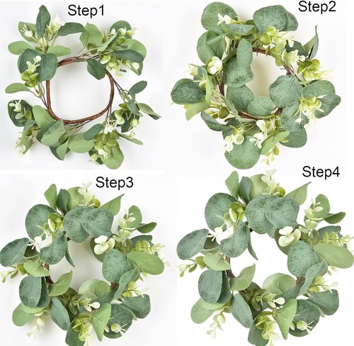 LSKYTOP Eucalyptus Faux Wreaths - 2 Pcs Artificial Greenery for Kitchen Cabinet & Door Decor | 9 Inch Each