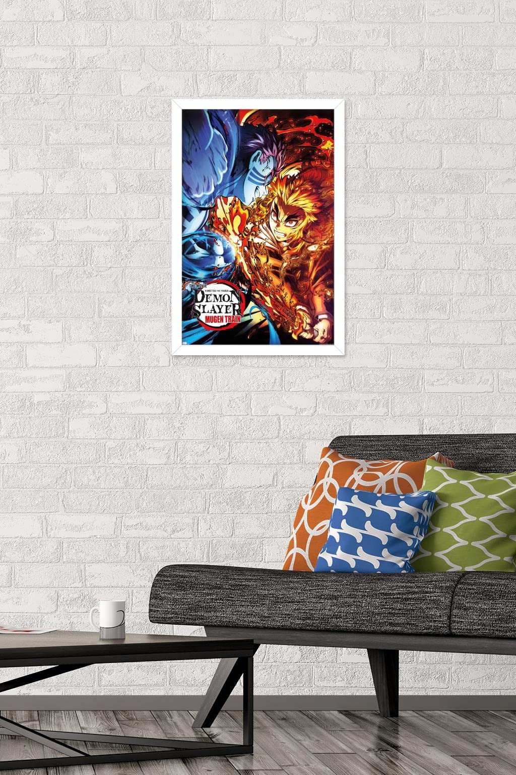 Trends International Demon Slayer: Mugen Train - Versus One Sheet Wall Poster, 14.725" x 22.375", White Framed Version