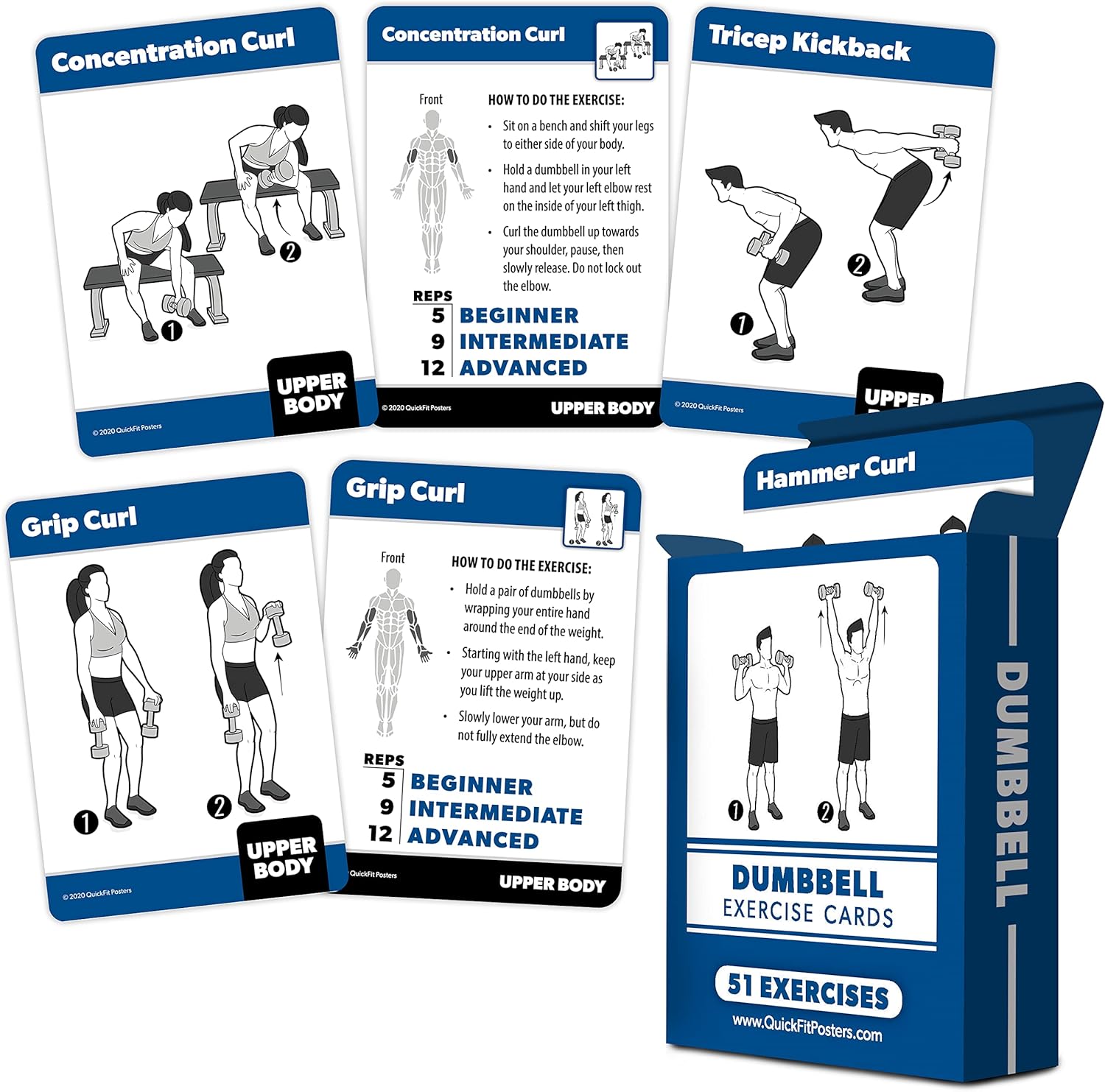 Skiennix Fitness Workout Cards - 2 Pack of Bodyweight & Dumbbell Exercises - 100+ Workouts