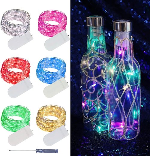 LAMPHOME Fairy Lights - 6 Pack Battery Operated String Lights | 6.6ft Waterproof Silver Wire for DIY Decor