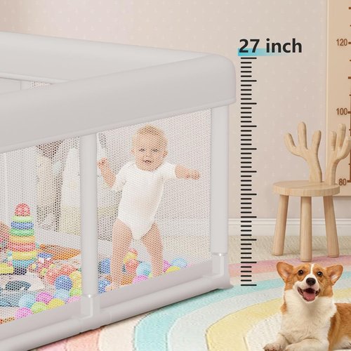 Baby Playpen - 74"x50" Large Indoor & Outdoor Play Yard for Toddlers | Zipper Gates & Breathable Mesh