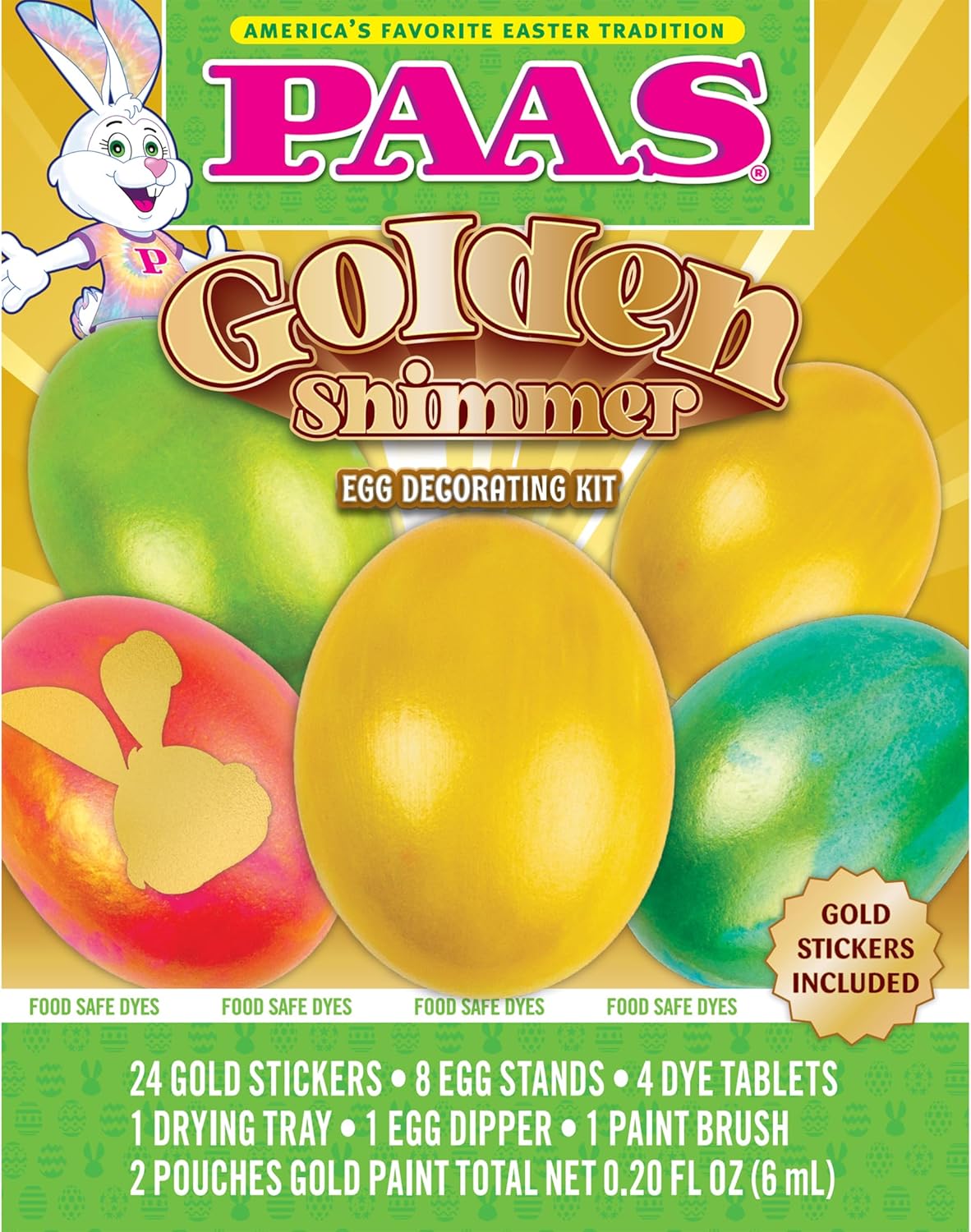 PAAS Golden Shimmer Easter Egg Decorating Kit - Creative Gold Egg Decor with Paint & Stickers
