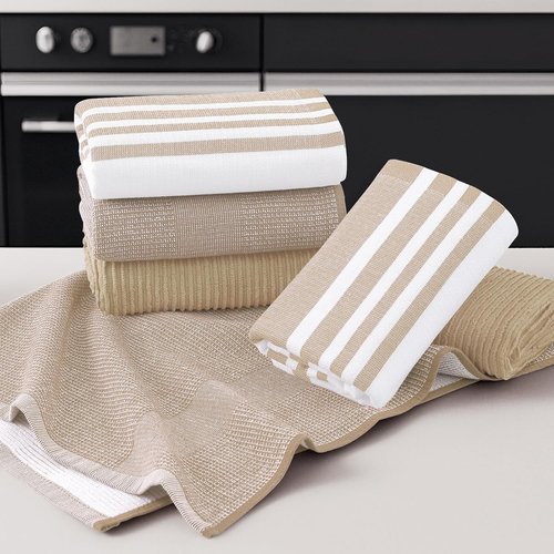 Homaxy Premium Kitchen Towels - Soft & Absorbent 380 GSM Cotton Dish Towels | 18”x28”, 6 Pack, Khaki