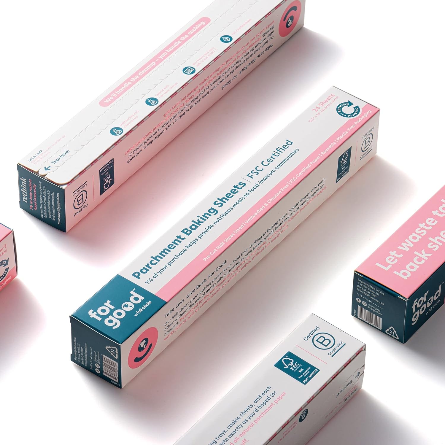 Parchment Paper by For Good - 24 Pre-Cut Half Sheets | Unbleached, Non-Toxic & Oven-Safe
