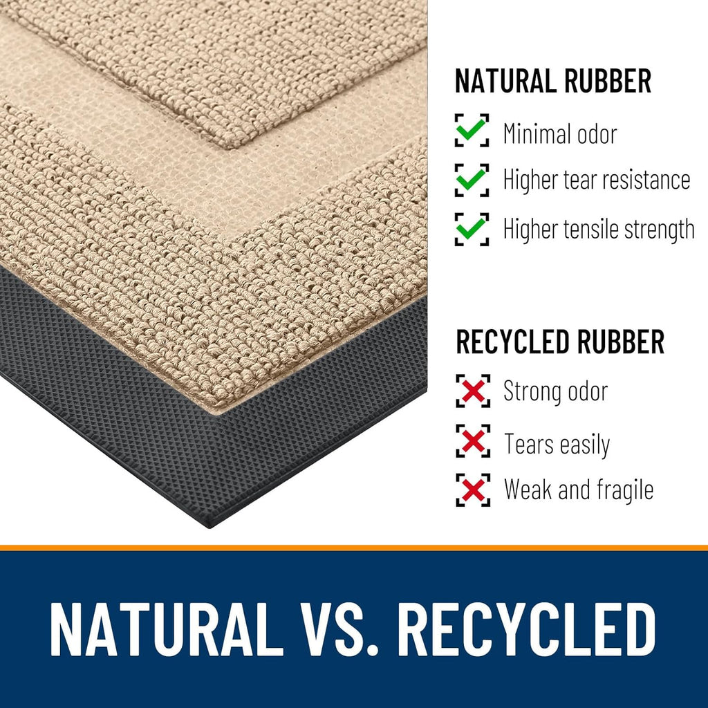 OLANLY Waterproof Front Door Mat - All-Season Indoor/Outdoor Doormat, Sturdy Natural Rubber, Easy Clean | 47x32, Off-White