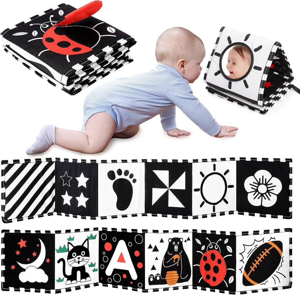 URMYWO Black and White Baby Toy - High Contrast Tummy Time Sensory Book for Newborns 0-12 Months