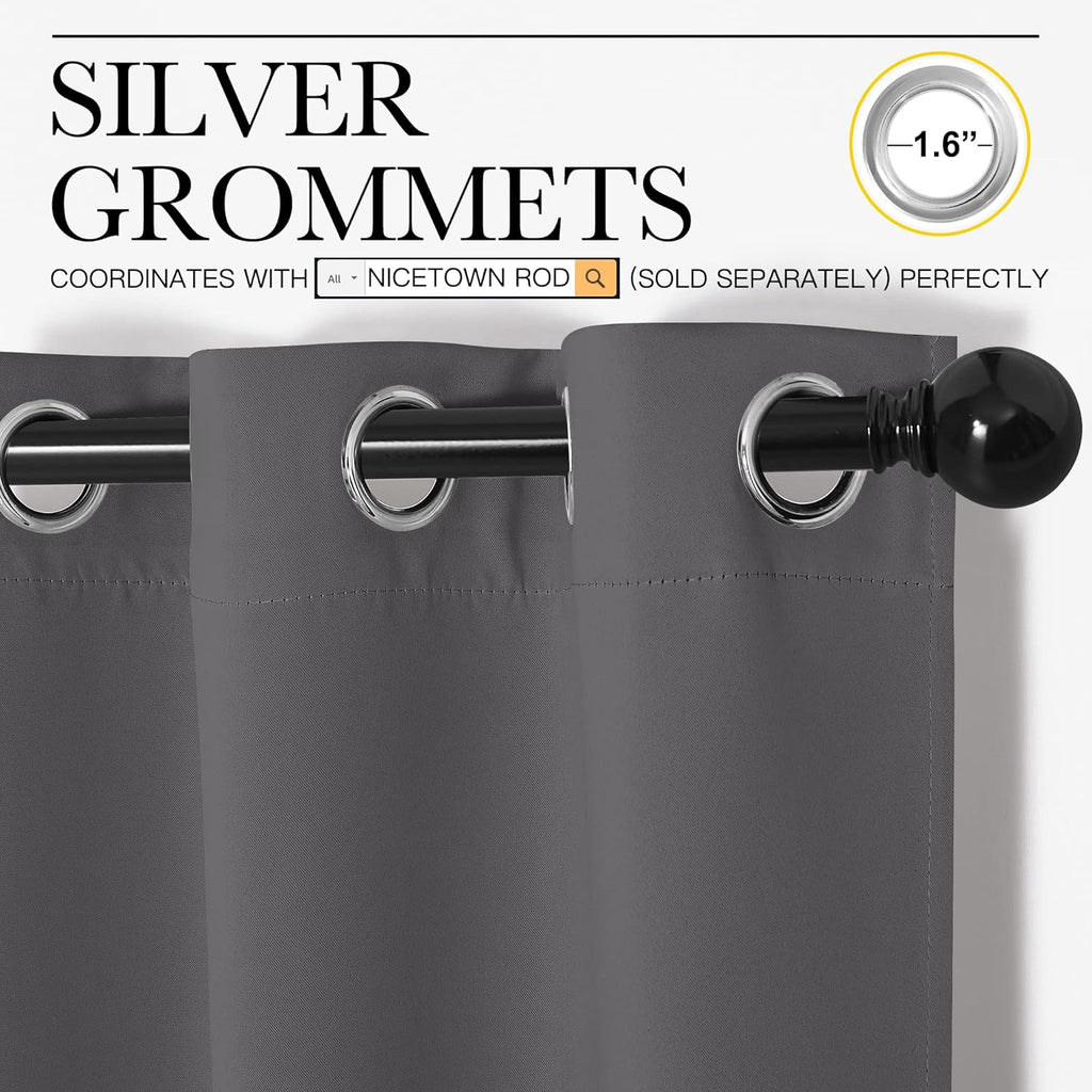NICETOWN Blackout Curtains - Noise Reducing Thermal Insulated Drapes | 66 x 92 Inch, Gray, 2 Panels