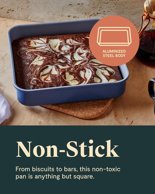Caraway 9” Square Pan Duo - Non-Stick Ceramic Coating - Chemical-Free Bakeware - Black