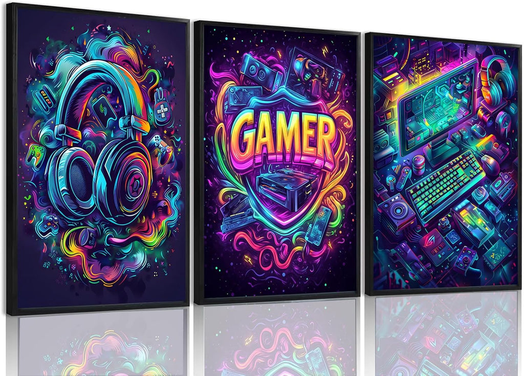 Yolbcdr Gaming Posters - Cool Video Game Wall Art Set of 3 | Unframed Canvas Prints for Game Room Decor 16x24in