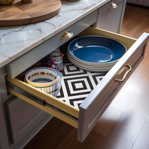 RAY STAR 12X120 Inch Shelf Liner for Kitchen Cabinets, Non-Adhesive Cabinet Liner Washable, PVC Drawer Liner for Dresser Non-Slip Bathroom (Modern Black)(2 Roll)