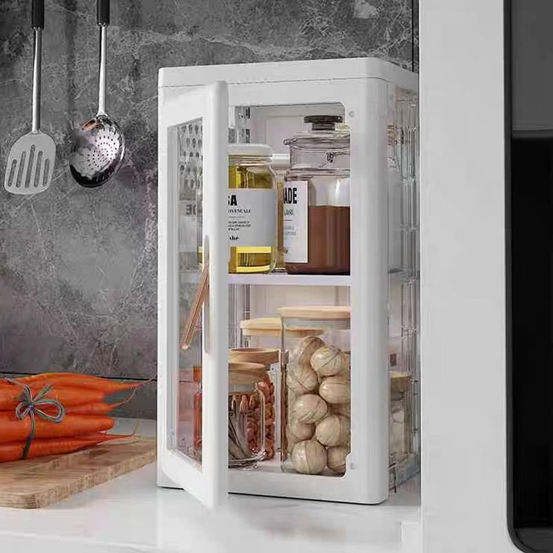 LXSJCYGJ 2-Tier Tall Narrow Storage Cabinet,Narrow Bathroom Storage Cabinet with Transparent Doors and Movable Wheels,Suitable for Small Spaces, Bathrooms, Kitchens, White (9.8x11.8x34.6)