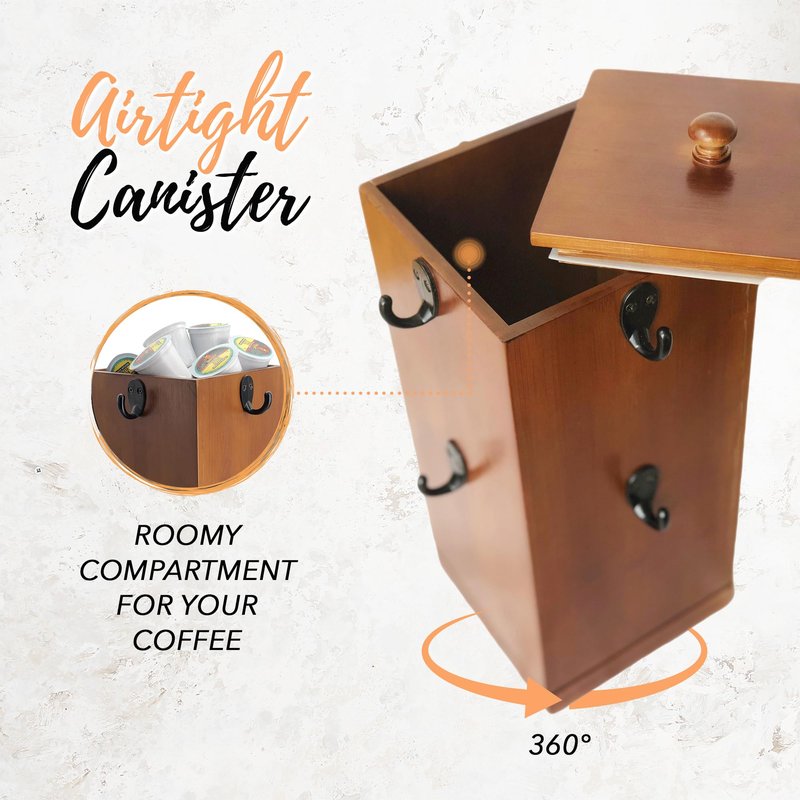Autumn Alley Mug Holder - Coffee Mug Tree - Bamboo Rotating Mug Holder with Coffee Pod Storage - 8 Mug Tree for Counter Large Mugs, Spinning Counter Mug Rack - Coffee Mug & Cup Holder Tree for Counter