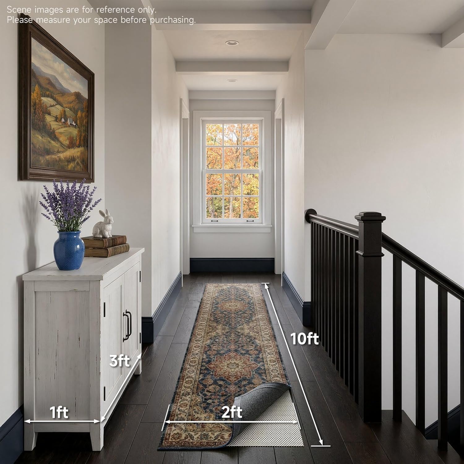 Veken Non-Slip Rug Pad Gripper - Thick 2x10 Ft Area Rug Pad for Hardwood & Tile Floors