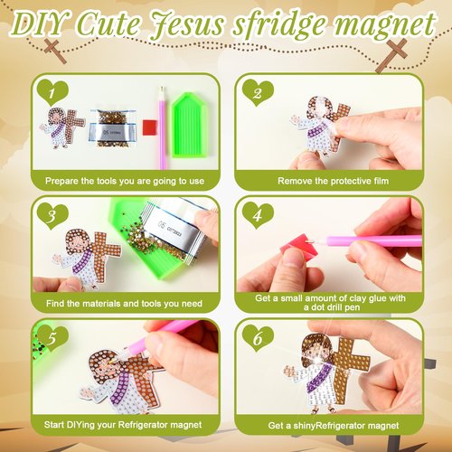 Motipuns 30 Pcs Magnetic Diamond Art Magnet Bulk Diamond Painting Kits Adult DIY Art Fridge Refrigerator Magnet for Beginners Gifts(Christmas Tree,Green)