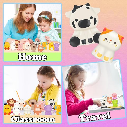 KissFuture Animal Slow Rising Squishy Toys - 24PCS Party Favors for Kids | Birthday Goodie Bag Stuffers