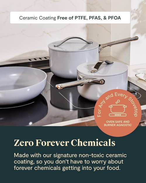 Caraway Non-Stick Ceramic Cookware Set - 12 Piece Oven Safe Pots & Pans | PFAS & PFOA Free - Perracotta