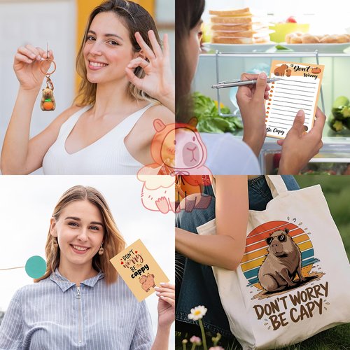 WOFIROY 10 Pieces Capybara Gifts for Women, Cute Capybara Stuff with 16 Oz Glass Cup Tote Bag Makeup Bag Socks Hairband Keychain Sticky Notes Earrings for Capybara Lover Birthday Christmas Gift