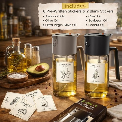 Costop 500ml Glass Oil Sprayer - 3-in-1 Kitchen Tool for Fine Mist, Stream & Pour | Leak-Proof & BPA-Free
