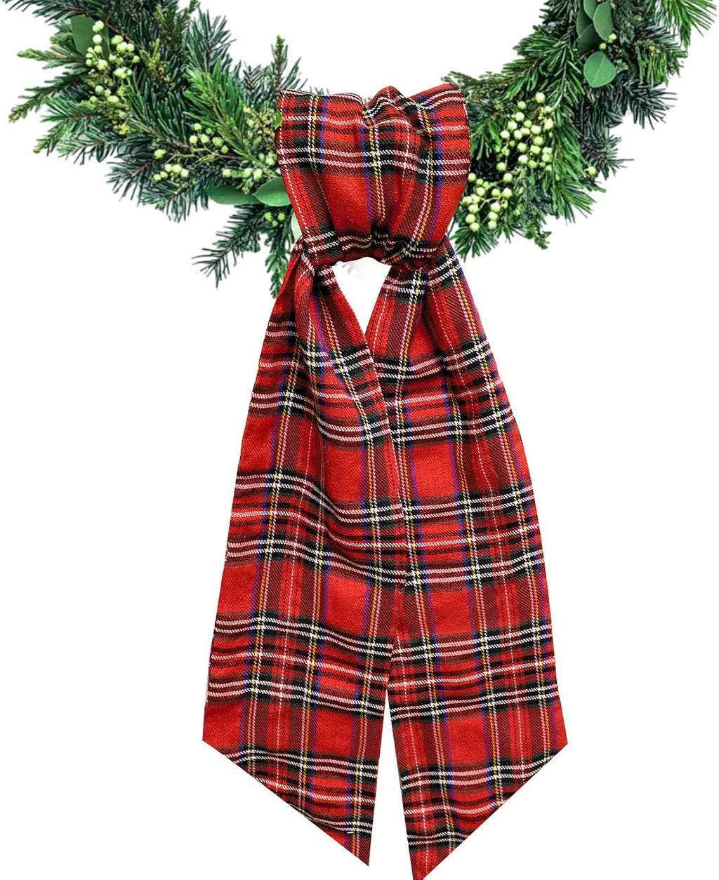 Regine Switzerland Christmas Wreath Sash - Red Buffalo Plaid Satin Ribbon | 5.1 x 54.3 Inches for Indoor/Outdoor Decor
