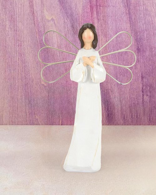iStatue Angel Ornaments - 8'' Hand-Painted Resin Faceless Sculpted Angel Gifts for Sympathy & Remembrance