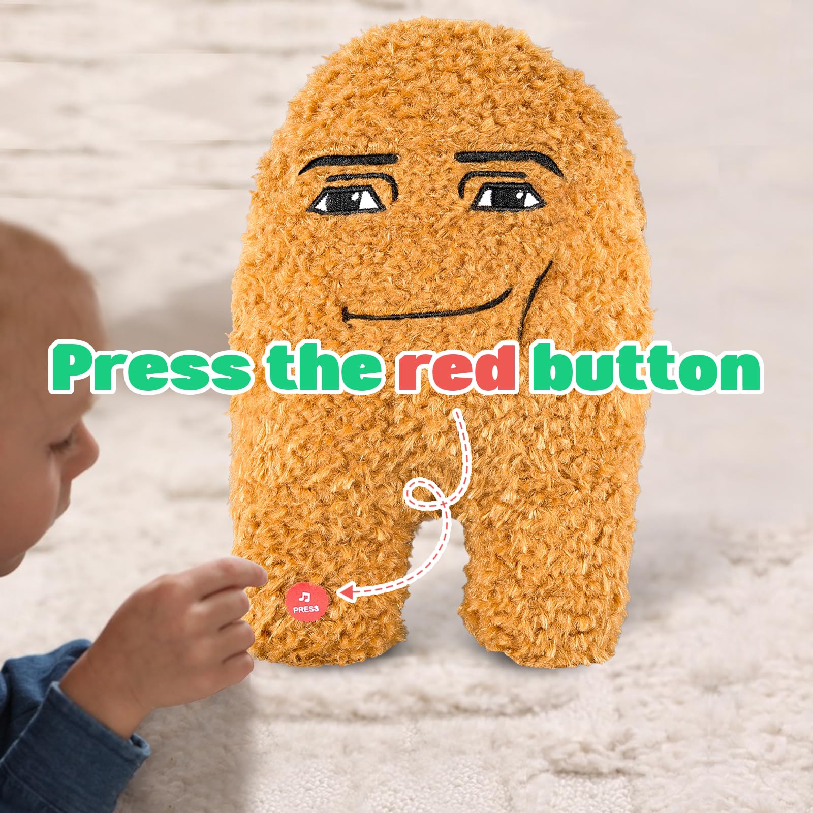 hotekous Plush Toy,14.8 in Singing Cotton Eye Joe Plush Funny Chicken Nugget Pillow Toys for Fans-Meme Plush