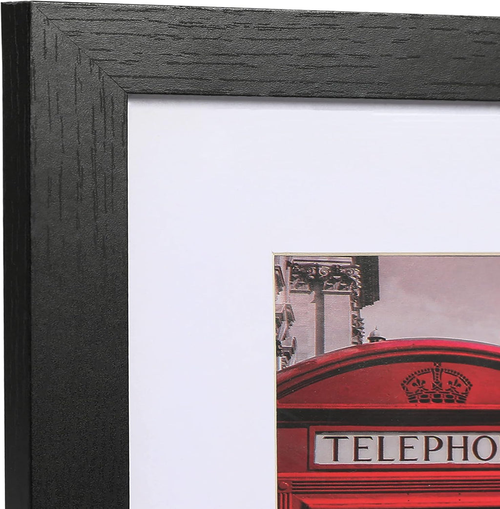 PEALSN 8x10 Picture Frame Set of 6 - Display 5x7 with Mat or 8x10 Without Mat in Black Woodgrain