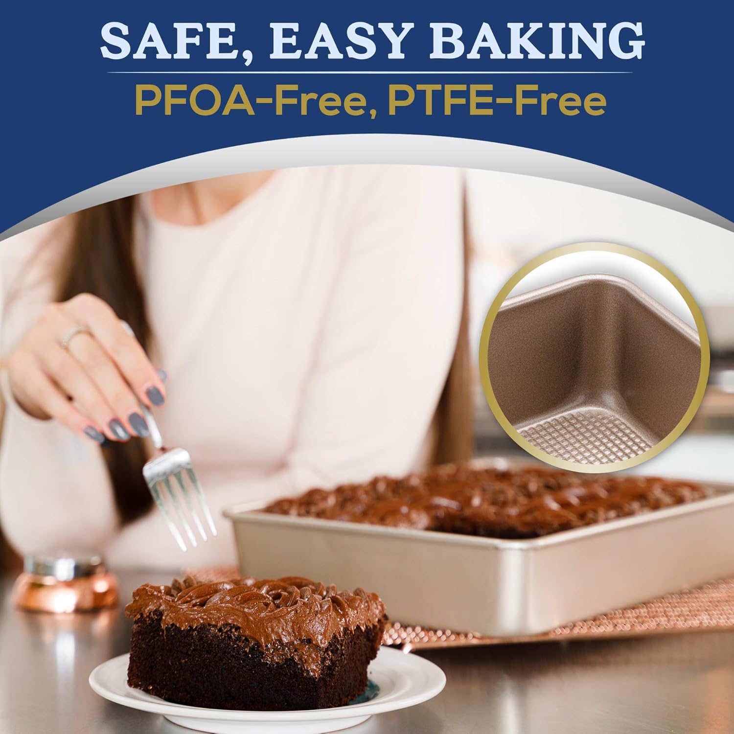 Ultra Cuisine 9x13 Inch Non-Stick Cake Baking Pan - Easy Clean & Even Baking - Food Safe Coating