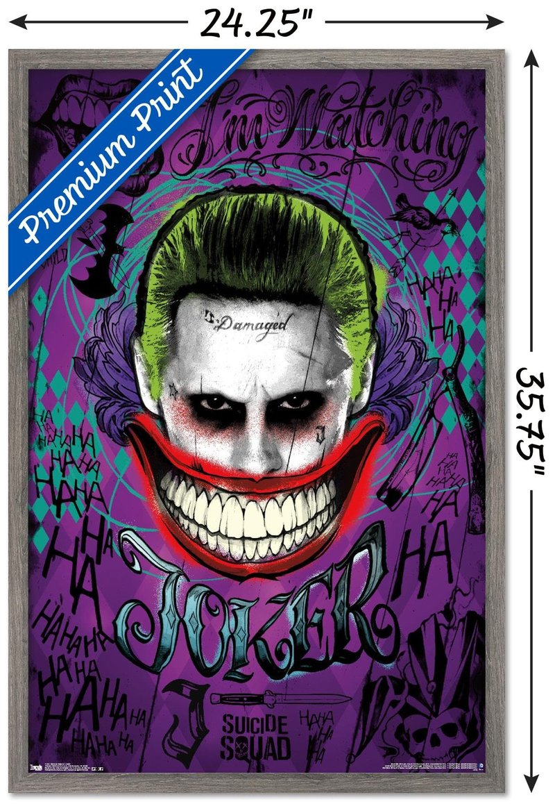 Trends International DC Comics Movie - Suicide Squad - Joker Wall Poster, 22.375" x 34", Barnwood Framed Version